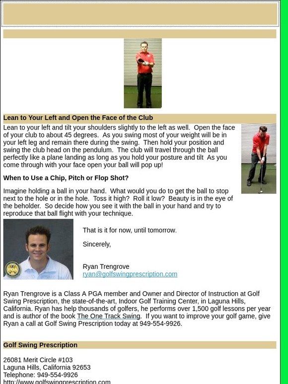 Golf Swing Prescription eGolf Lesson 6 - Flop Shot