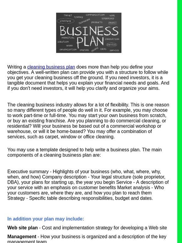 sample business plan cleaning services