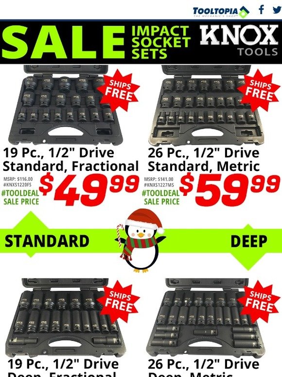 ToolTopia 🎁🎁🎁🎁 4 KNOX Impact Socket Sets ToolDeals Starting at JUST