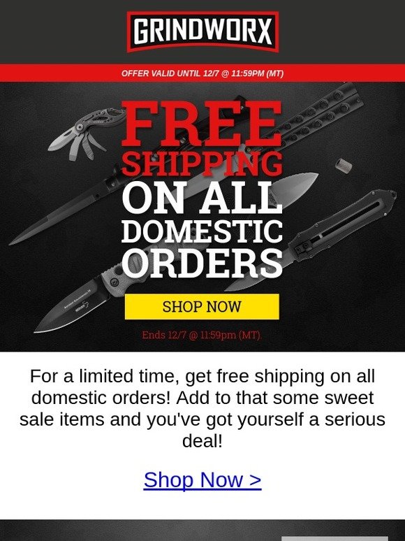 Free Shipping on ALL Domestic Orders!