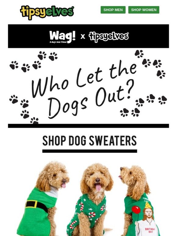 tipsy elves dog sweater