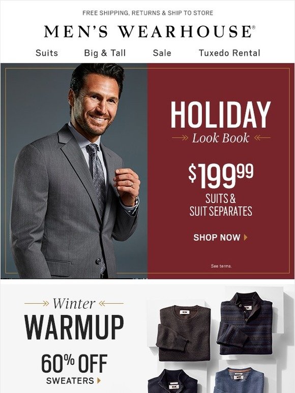 Men's Wearhouse Time to turn heads Designer suits for only 249.99