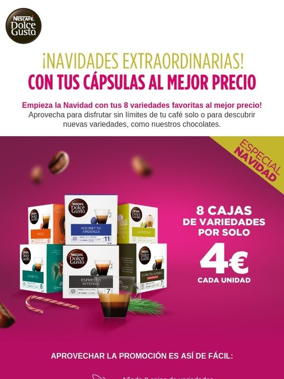 Nestle Dolce Gusto ES: ¡TUS VARIEDADES FAVORITAS POR SOLO 4€! Disfruta de  unas Navidades extraordinarias | Milled