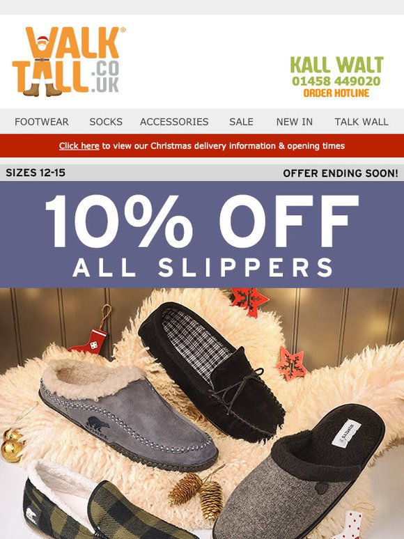 10% off all slippers for a limited time only