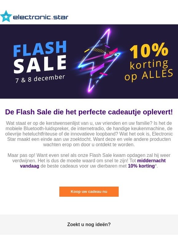 Hallo , onze Flash Sale eindigt middernacht!