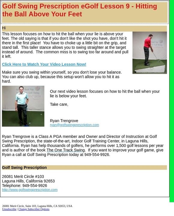 Golf Swing Prescription eGolf Lesson 9 - Hitting the Ball Above Your Feet