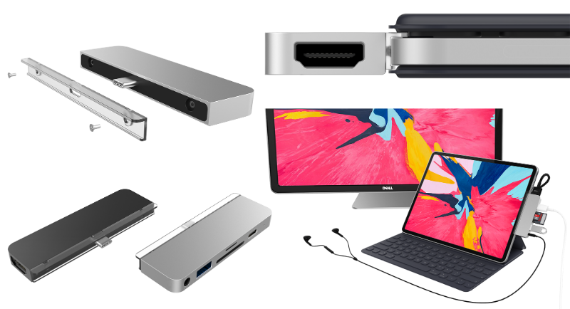 Patented removable grip that secures hub onto iPad Pro and works with Apple Smart Folio