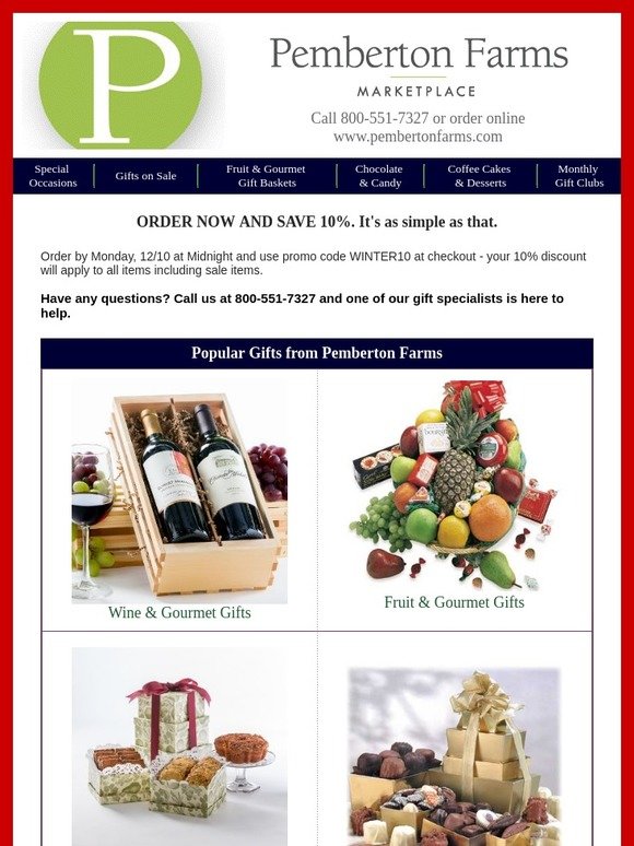 Order by Monday and Save 10%