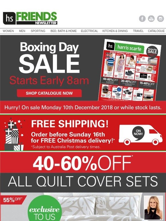 Harris Scarfe Boxing Day Sale starts early Catalogue out now Free