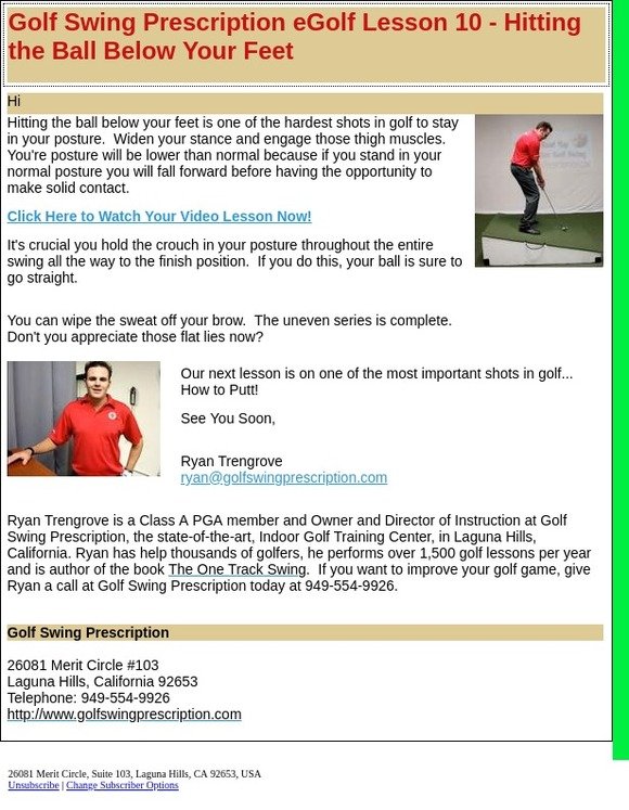 Golf Swing Prescription eGolf Lesson 10 - Hitting the Ball Below Your Feet 