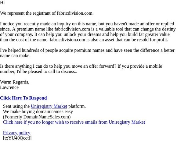 Response Needed - fabricdivision.com