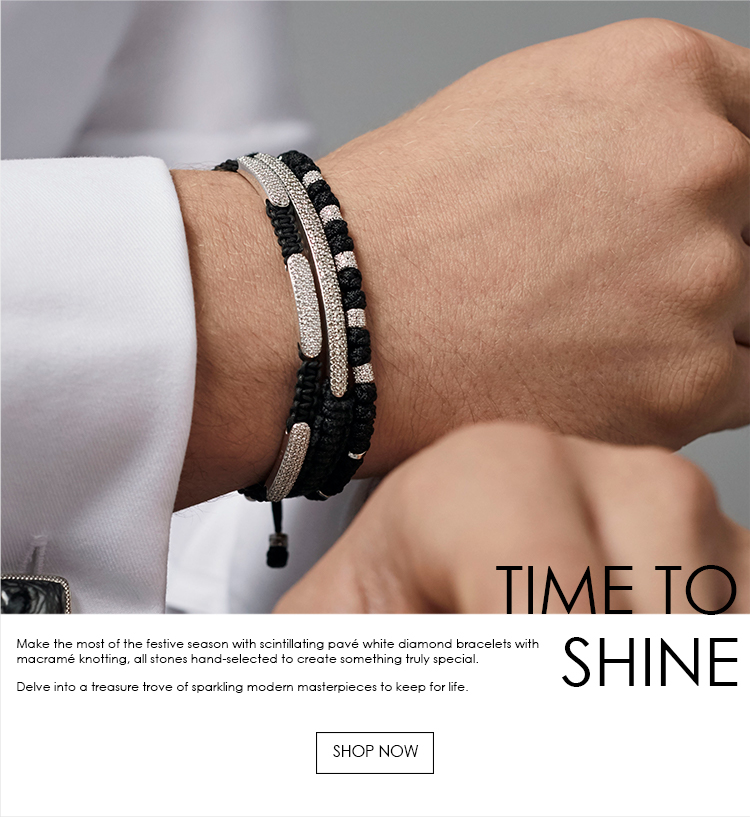 Gunmetal plated Diamond Giza bracelet with black leather