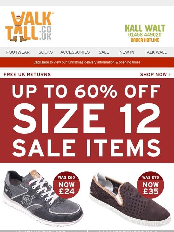 Huge reductions off selected size 12 footwear