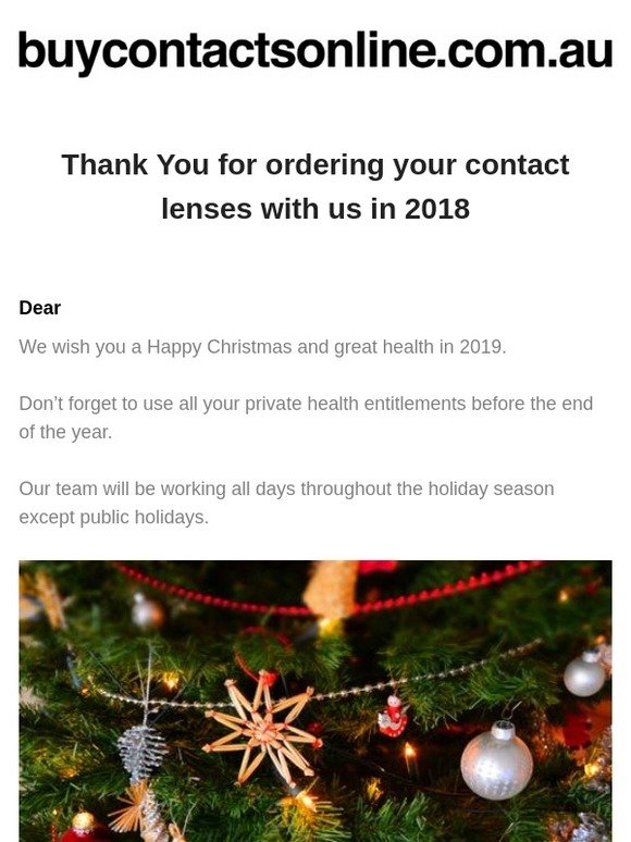 Thank you for ordering your contact lenses with us in 2019