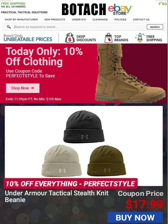 Botach Take 10 Off Clothing Today Only With Coupon Code PERFECTSTYLE 