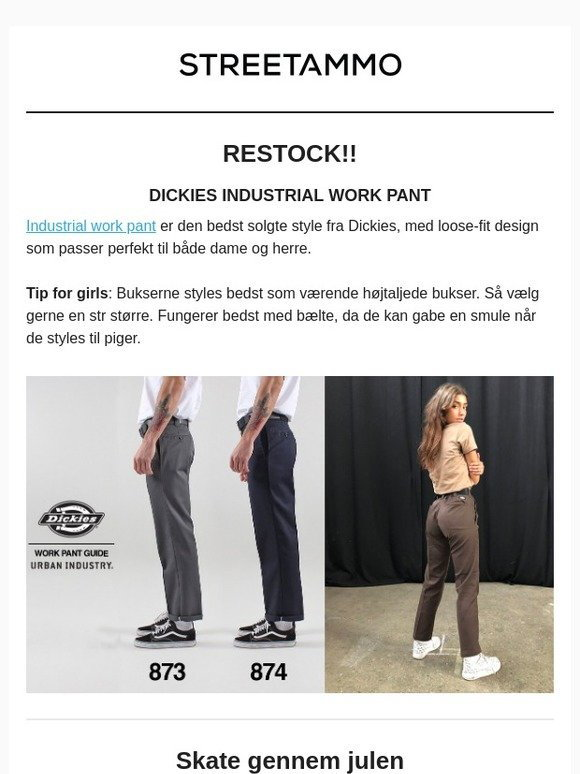 Accor gå på pension Henstilling Street Ammo: Dickies Industrial work pant RESTOCK - bestselleren er tilbage  i alle størrelser og farver | Milled