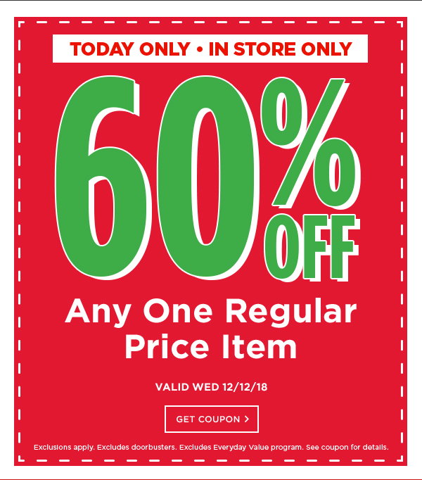 60 OFF Any One Regular Price Item