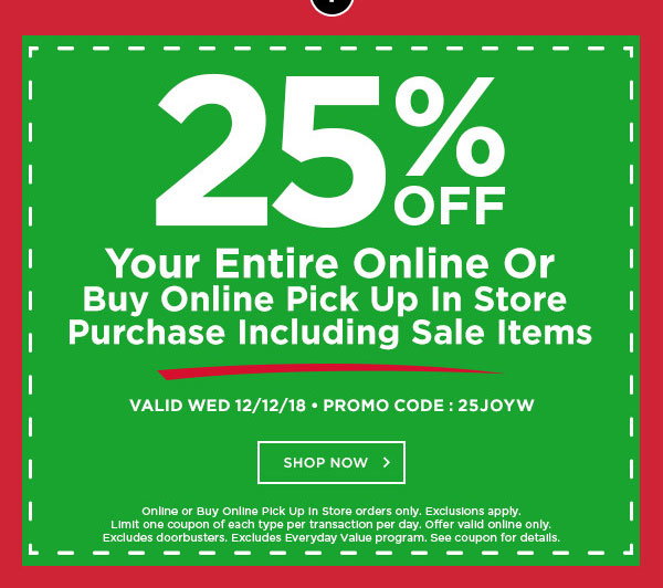 25 OFF Entire Online Or BOPIS Purcahse