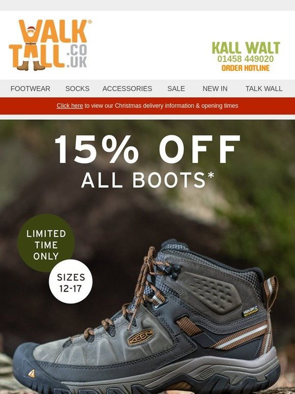 Enjoy 15% off all boots - Offer ends soon