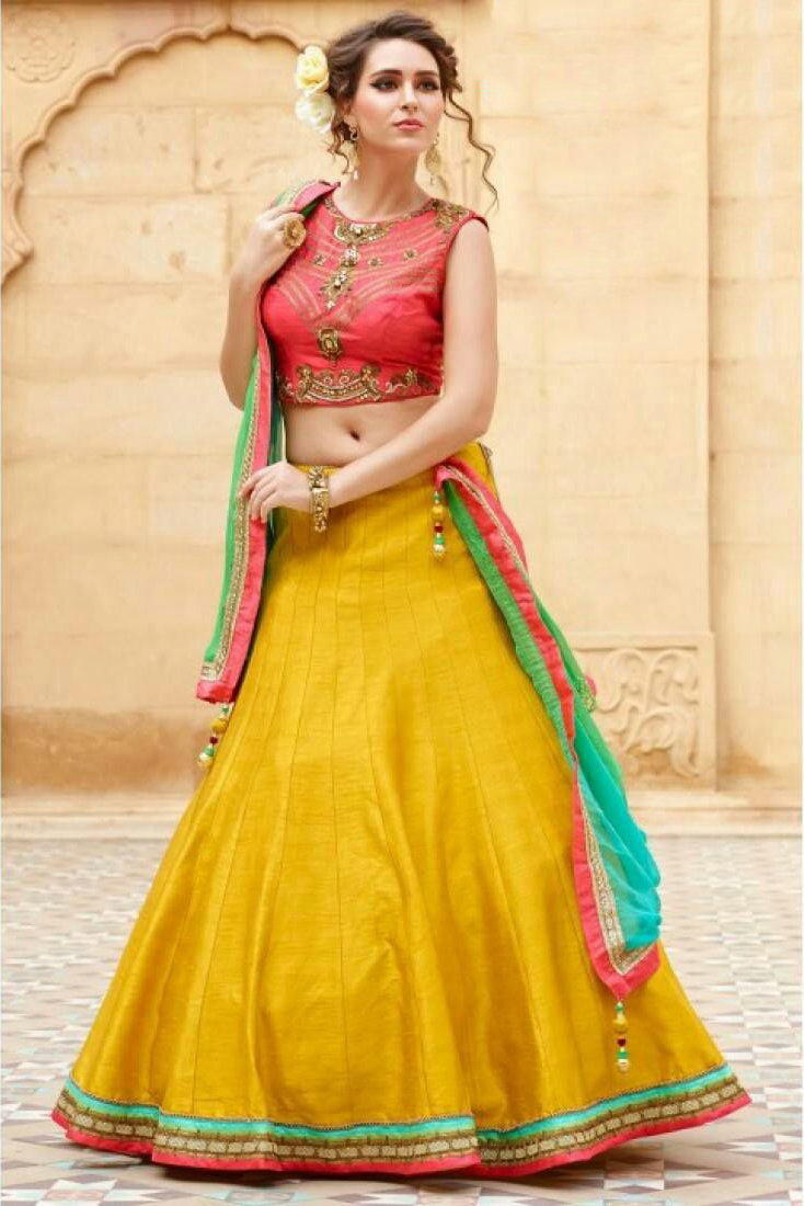 Banglori Silk Lehenga Choli In Yellow Colour