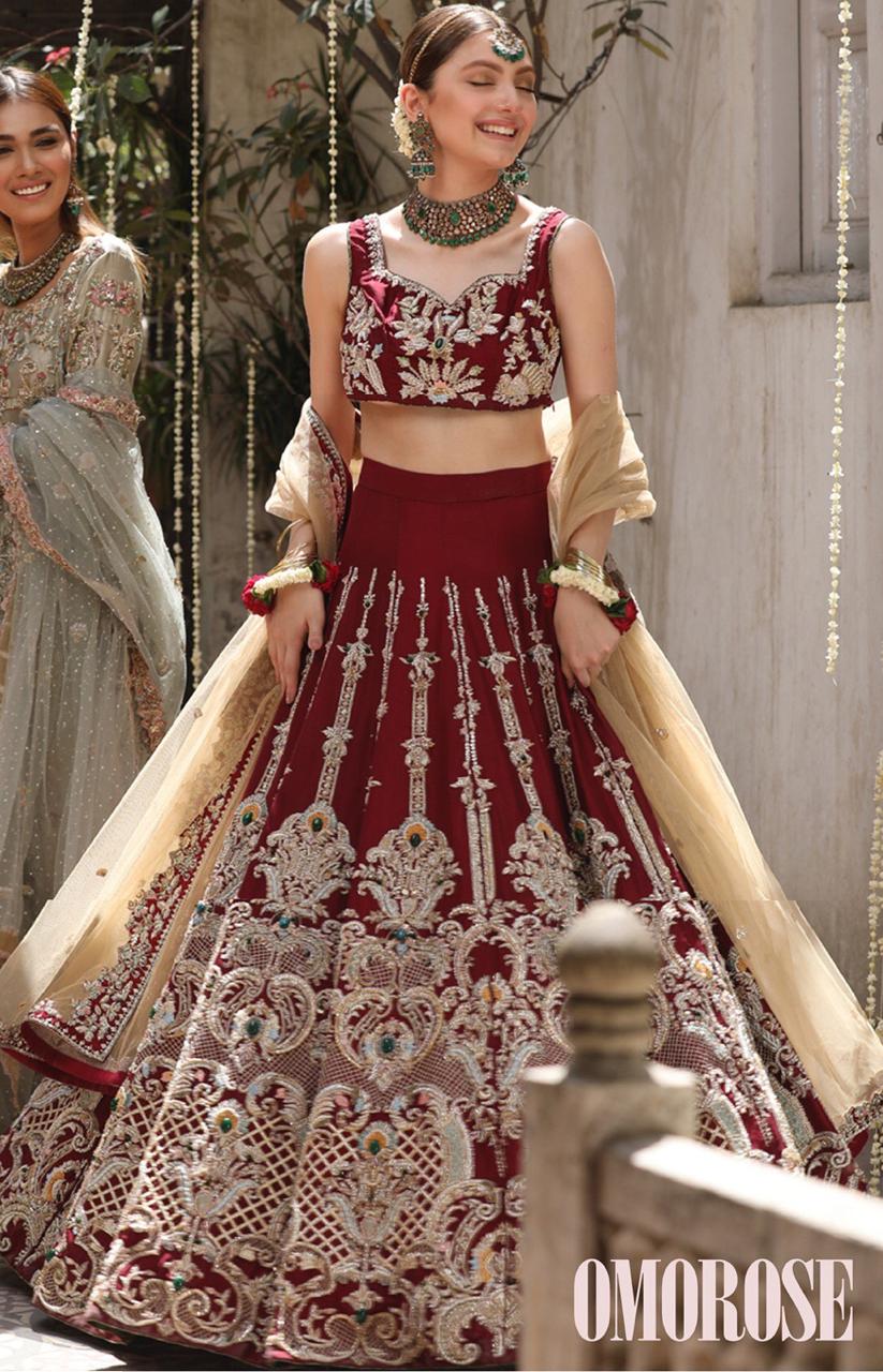 Ruby Silk Embroidery Lehenga Choli In Maroon Colour