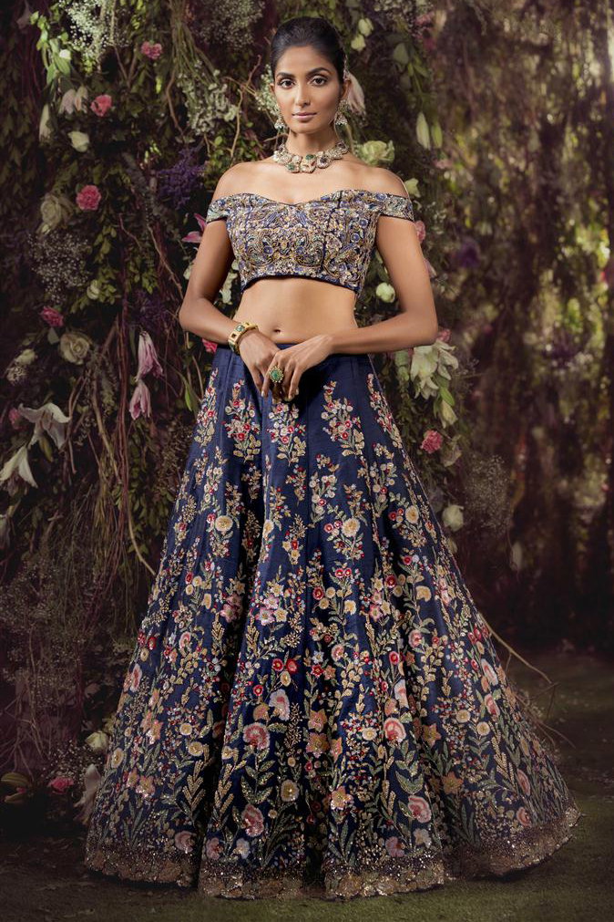 Ruby Silk Lehenga Choli In Navy Blue Colour