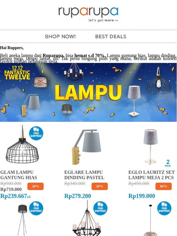 Ruparupa: Aneka Lampu, Sempurna Terangi Hunianmu | Milled