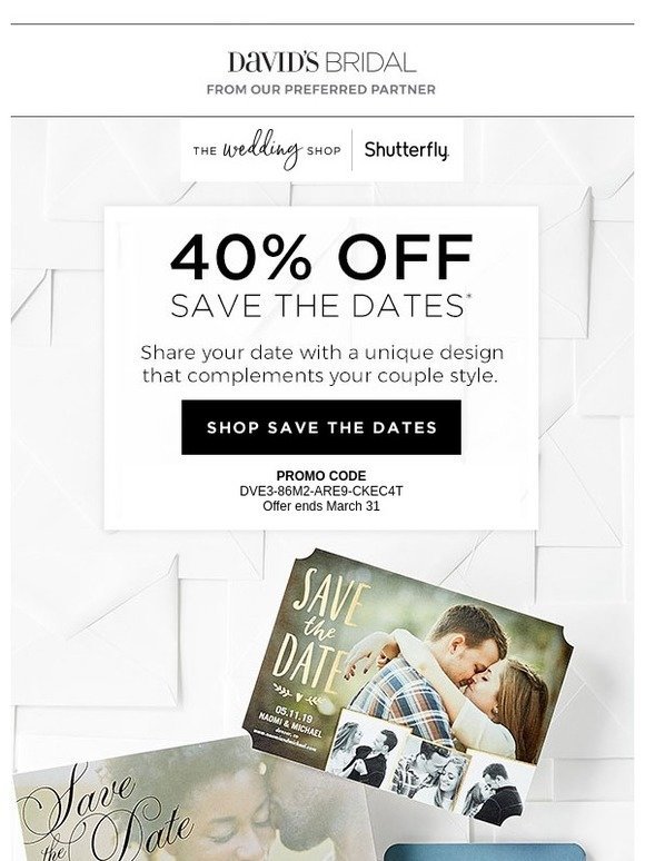 40% Off Save The Dates.  Limited Time Only Offer Just For You!