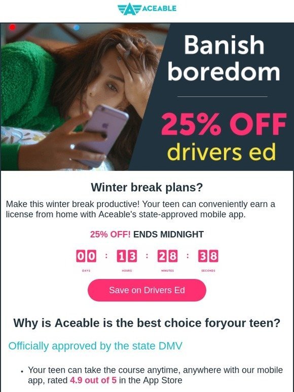 Start Drivers Ed Over Winter Break [25% OFF!]
