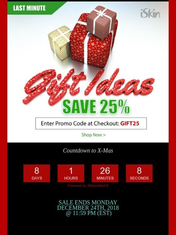 Save 25% on great gift ideas from iSkin