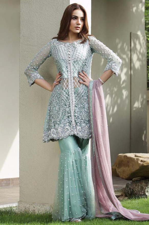 sky blue dresses pakistani