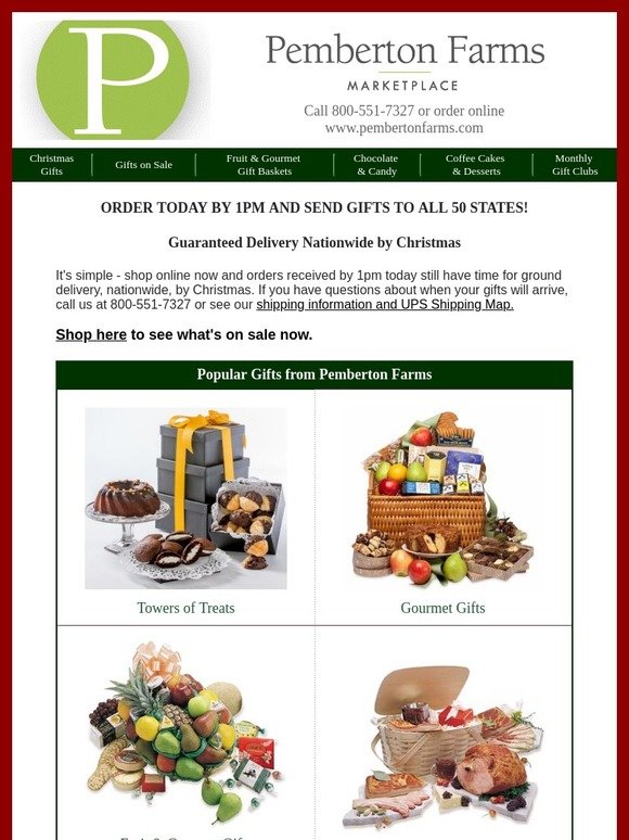 Time is Running Out - Order Now for Guaranteed Delivery Nationwide by Christmas