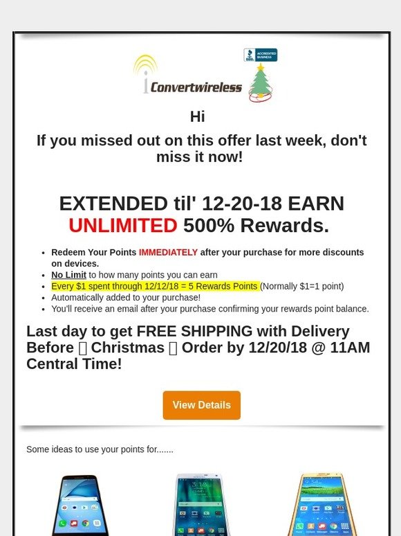 ⚠️ATTN:-One-Time Extension: 500% More Rewards POINTS ~Still time to get FREE SHIPPING with Delivery By Christmas🎁 🎄