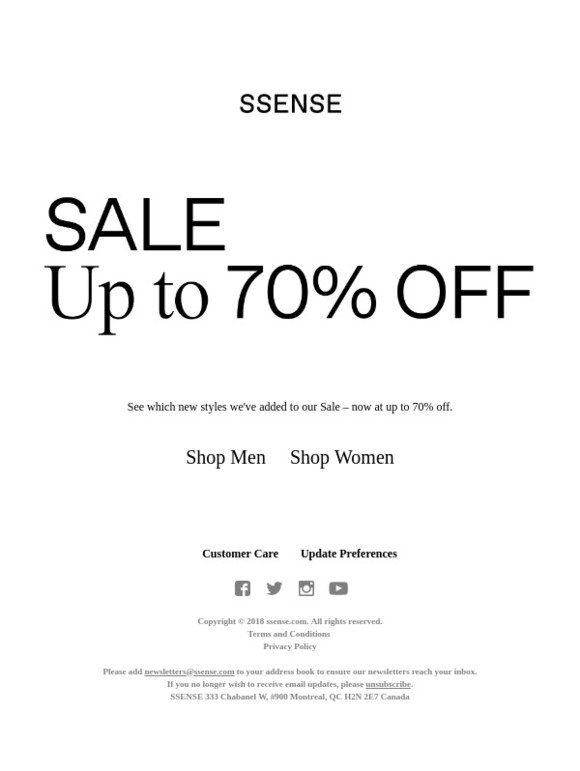 ssense sale date 2018