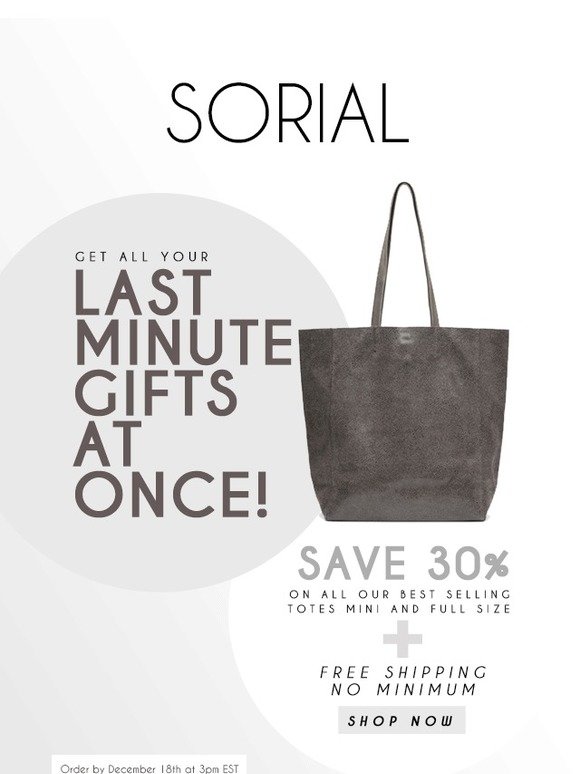 30% off all totes + free shipping!
