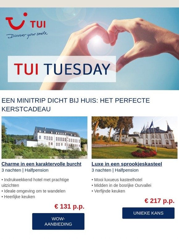 Last minute kerstideetjes:  geef eens een weekendje weg cadeau