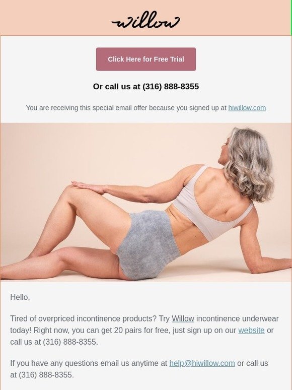 Free trial of incontinence underwear - claim offer now!