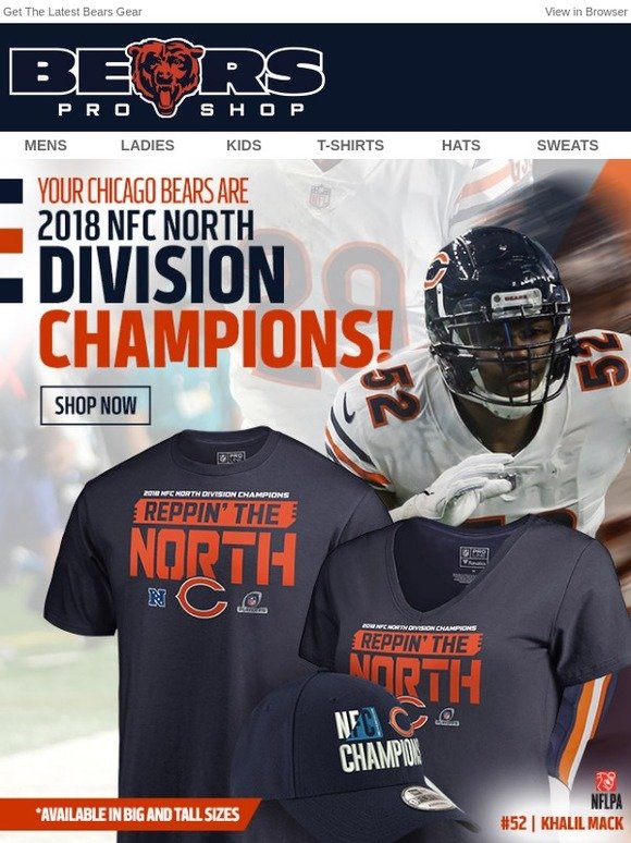 Chicago Bears Store 2018 Nfc North Division Champions Reppin The