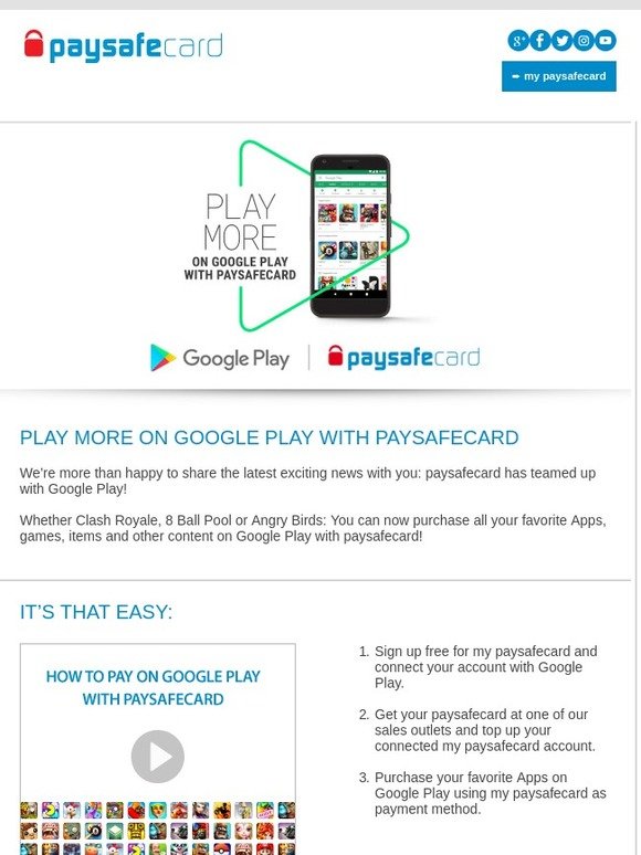 Play more on Google Play with paysafecard 