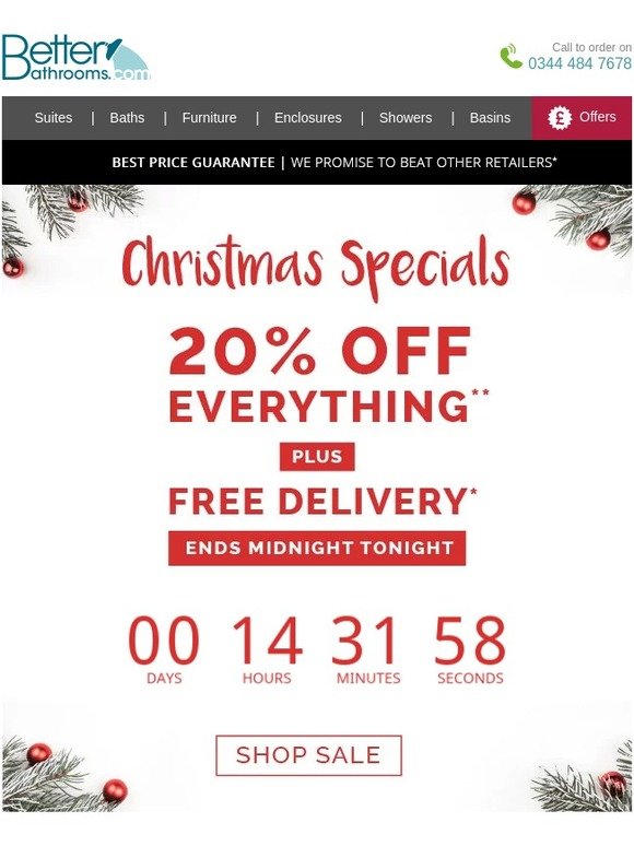 ⏰LAST CHANCE ⏰ 20% Off, Free Delivery & Our Christmas Specials End Tonight!
