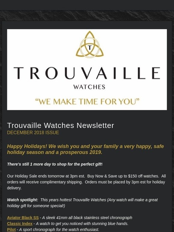 Trouvaille Watches Newsletter - December 2018