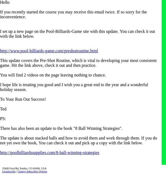 7 Part Billiards Fundamentals Update. Pre Shot Routine
