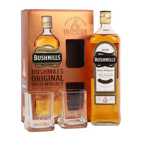 Bushmills Original Irish Whiskey w/Gift Box and 2 Glasses