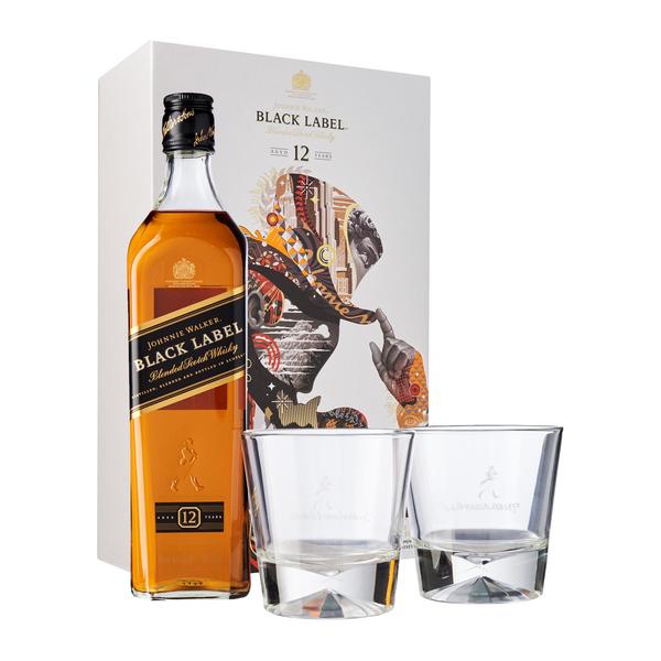 Johnnie Walker Black Label 700ml w/ Gift Box and 2 Glasses