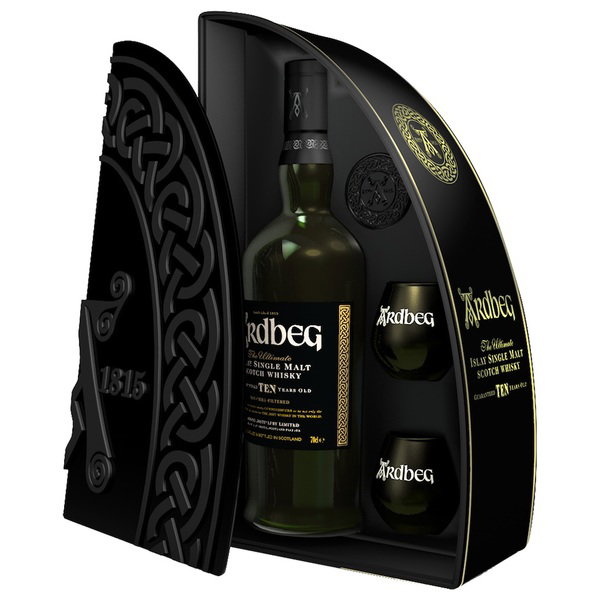 Ardbeg Quadrant 10 Year 700ml Gift Pack with 2 Glasses