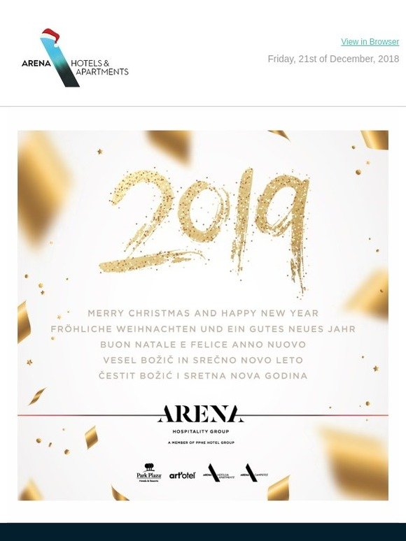 Merry Christmas and Happy New Year 2019 from Arena Hospitality Group
