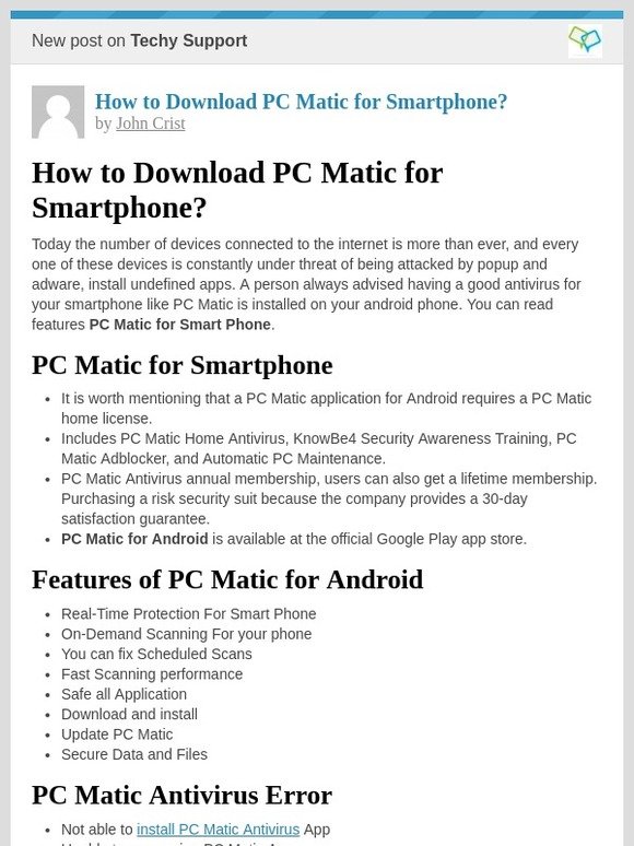 Techy Support New Post How To Download Pc Matic For Smartphone Milled