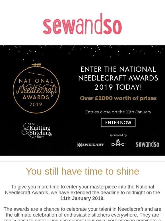 National Needlecraft Awards - deadline extended until the 11th January 2019