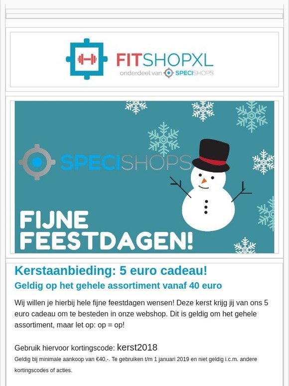 Kerstmis aanbieding: 5 euro cadeau + Levertijden tijdens de feestdagen