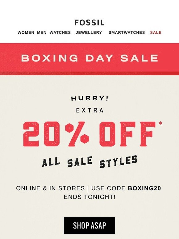 Fossil UK: Boxing Day is Here: Extra 20 